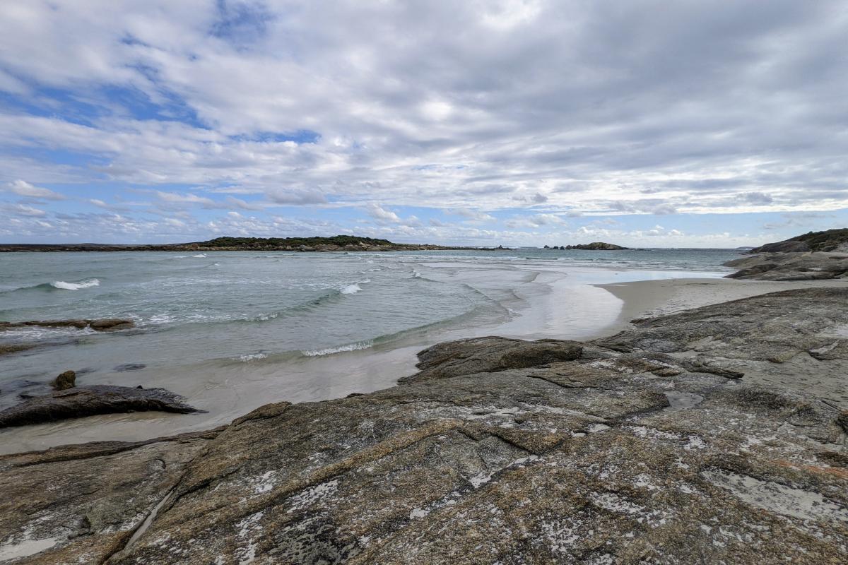 On the rocks at Madfish Bay Beach