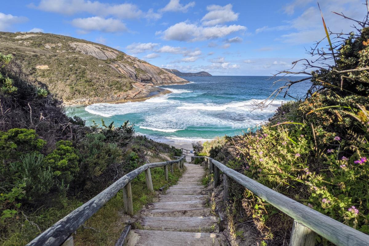 Steps down to the beach at Salmon Holes