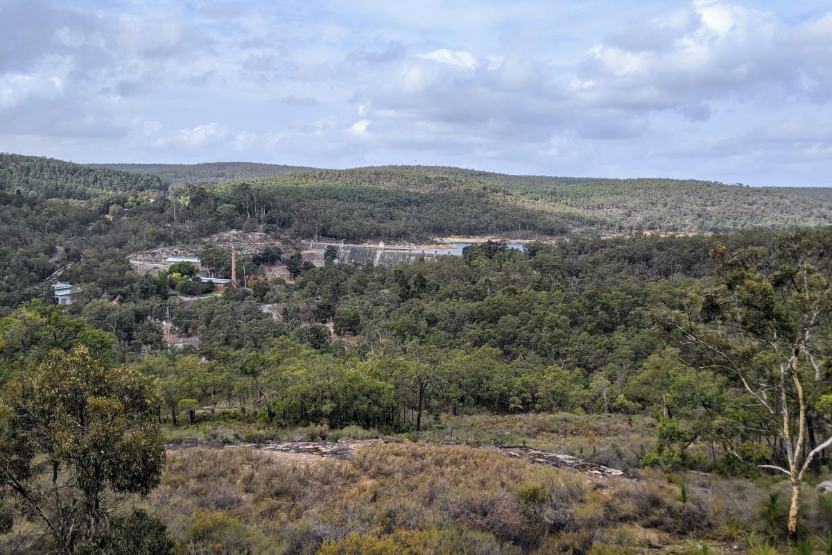 View of Mundaring Weir from Golden View Lookout