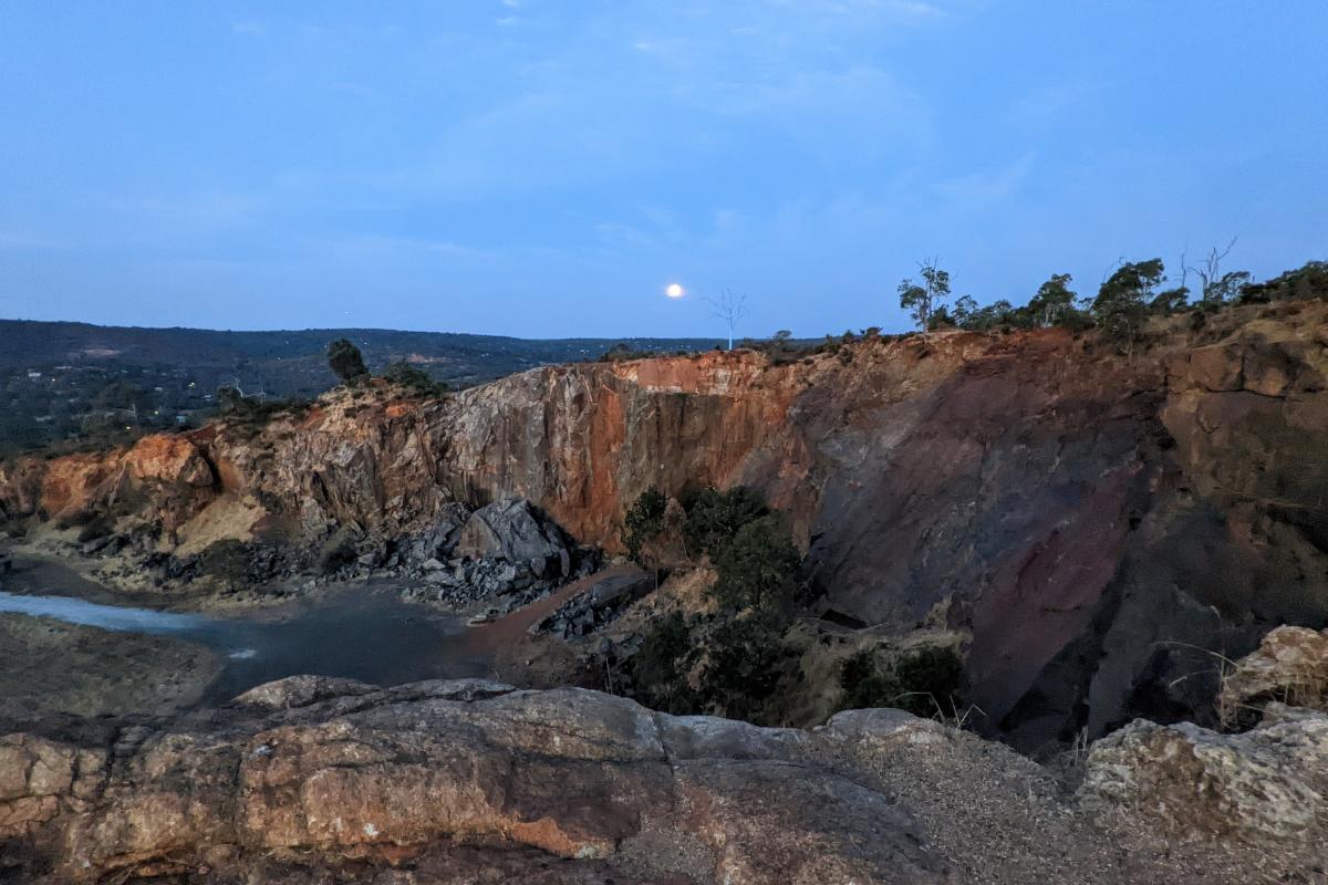 Full moon rising over Statham's Quarry