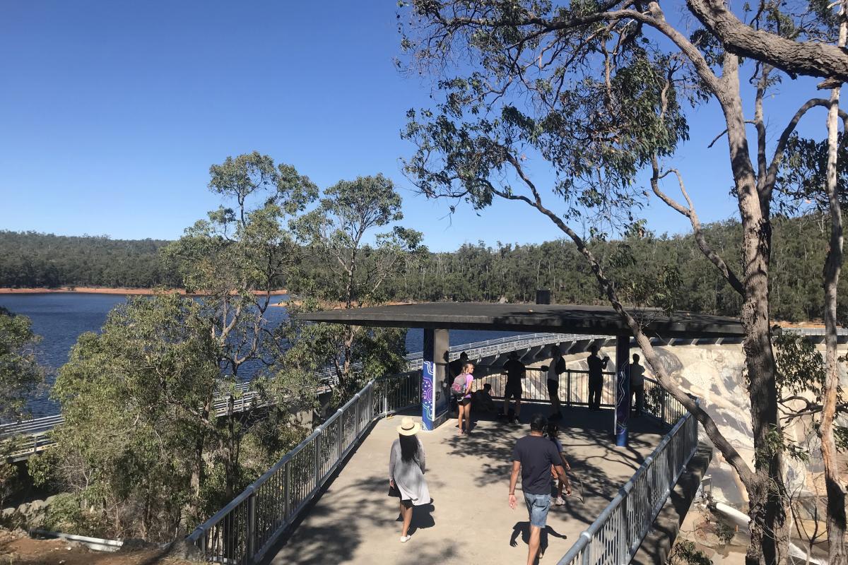 Wellington Dam Lookout Concrete steps and pathway leading to Wellington Dam Lookout