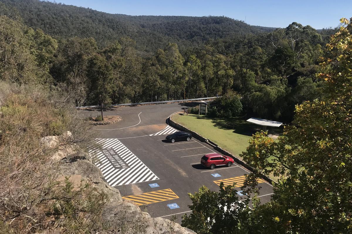 Wheelchair accessible parking bays at the Quarry, Wellington Dam