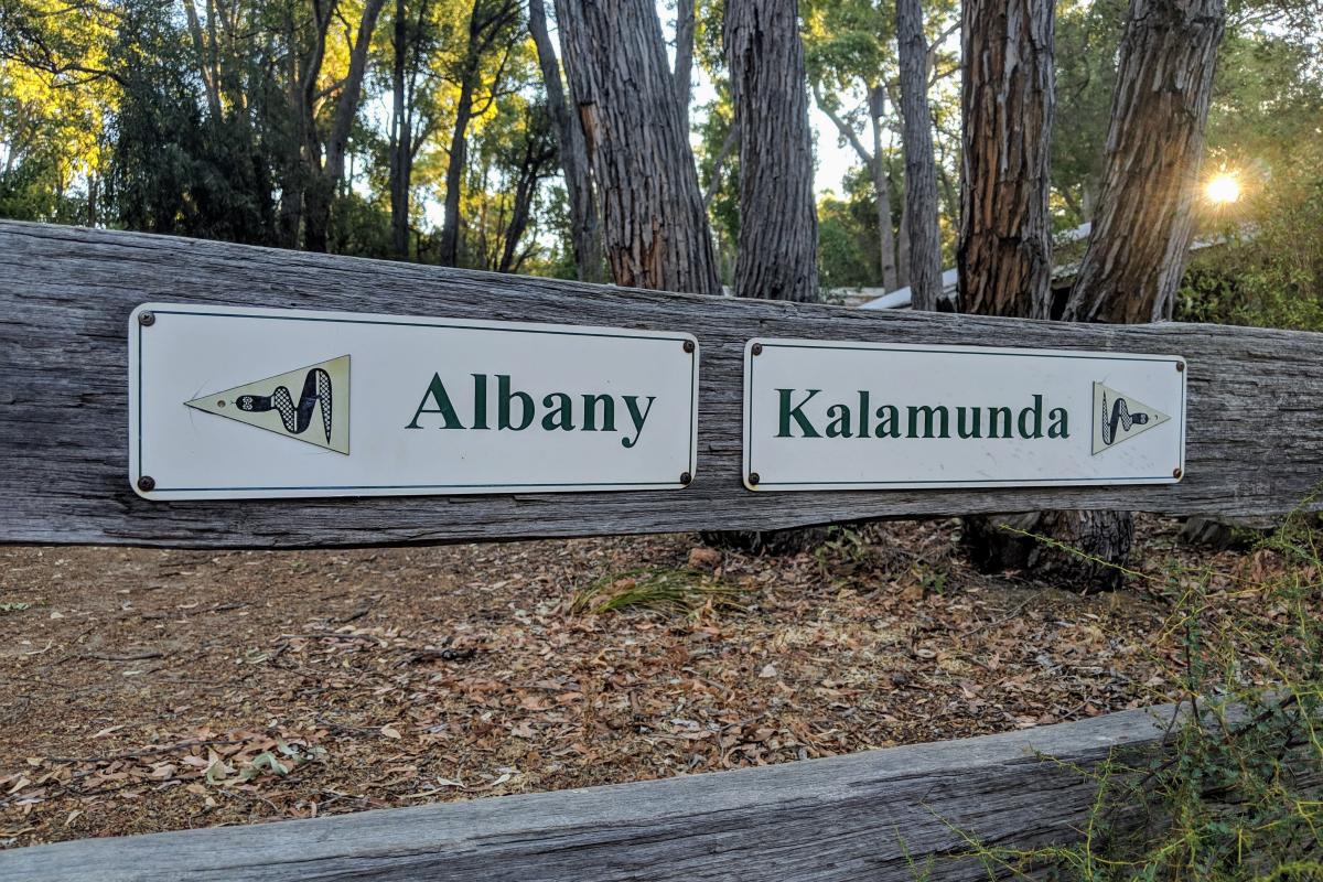 Bibbulmun Track signs at Perth Hills Discovery Centre