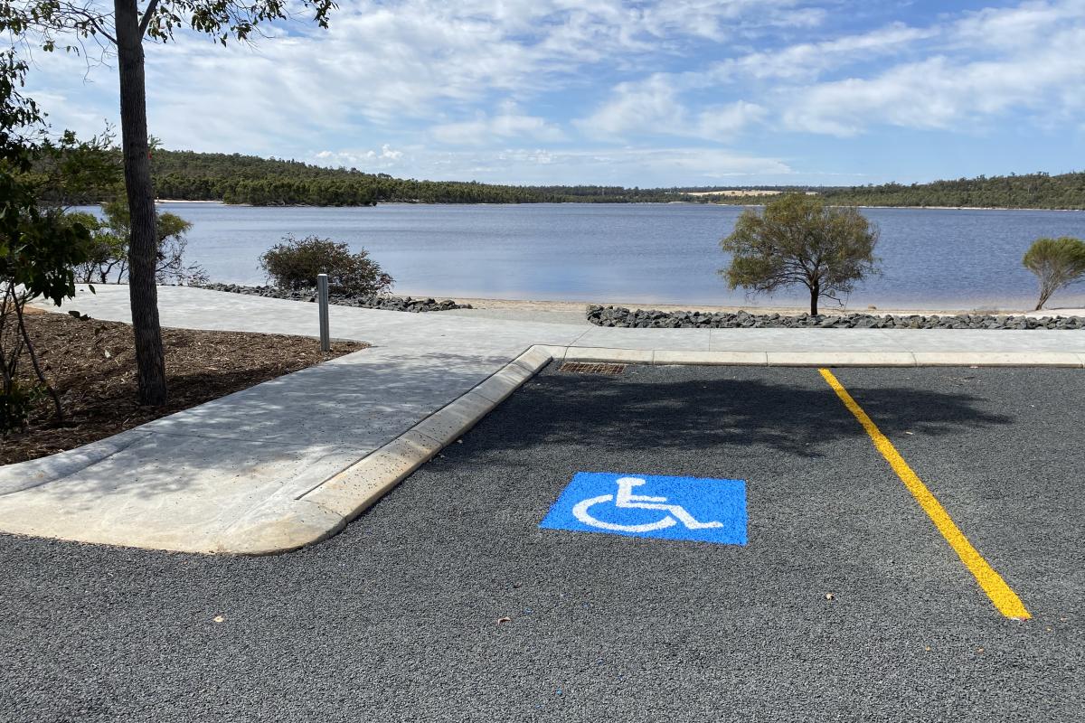 Accessible parking bay at David Ugle picnic area.