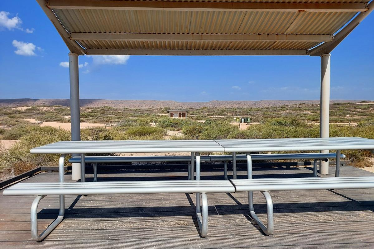 Sheltered picnic tables at North Kurrajong Campground