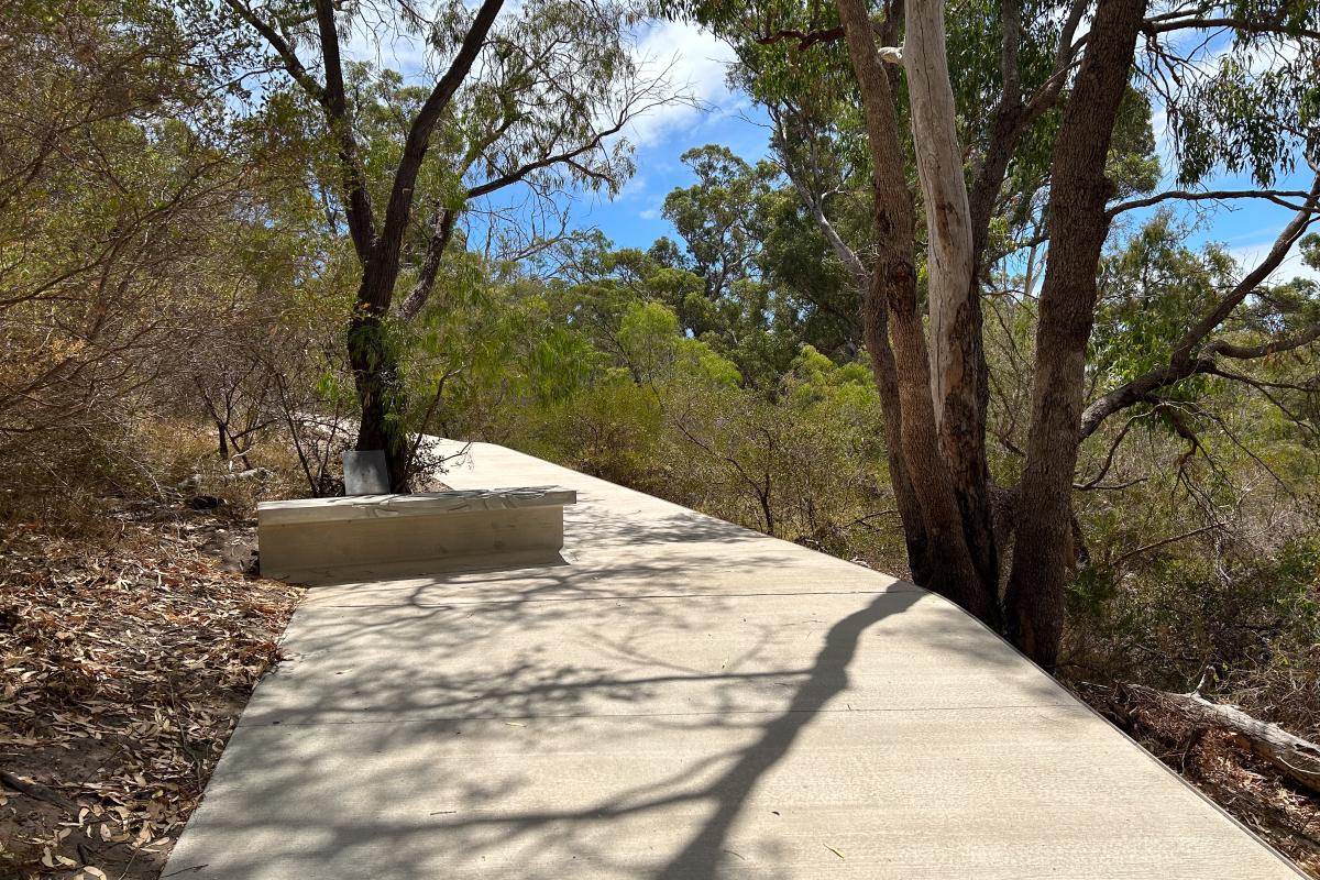 Seating along the path to the lookout 