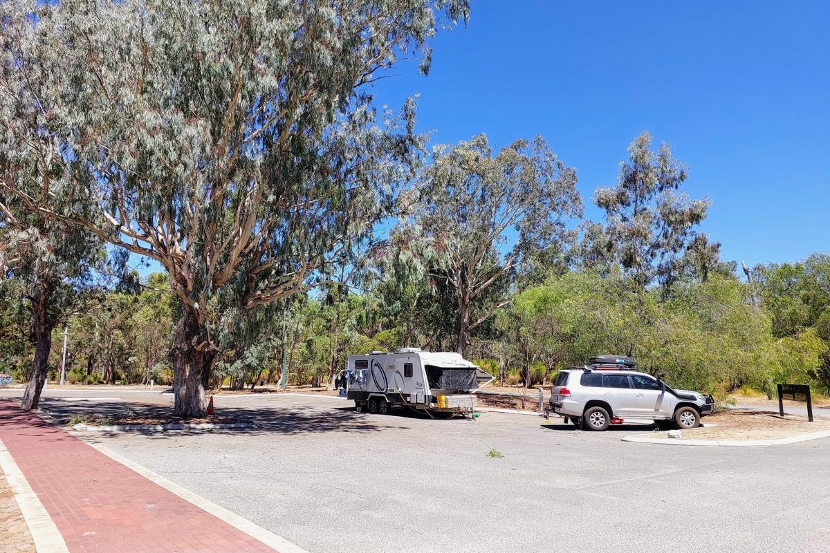 Parking area for caravans at Henry White Oval Campground Parking area for caravans at Henry White Oval Campground