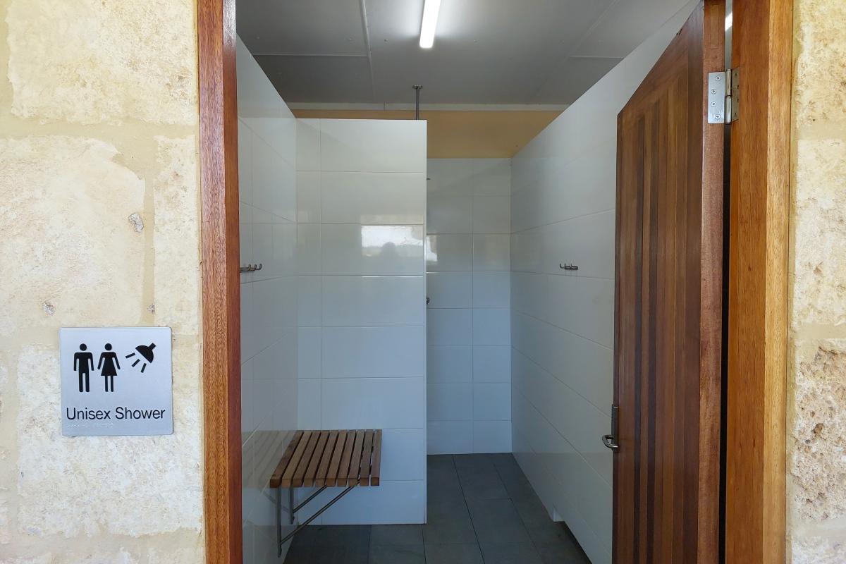 Shower facilities at Henry White Oval Campground Shower facilities at Henry White Oval Campground