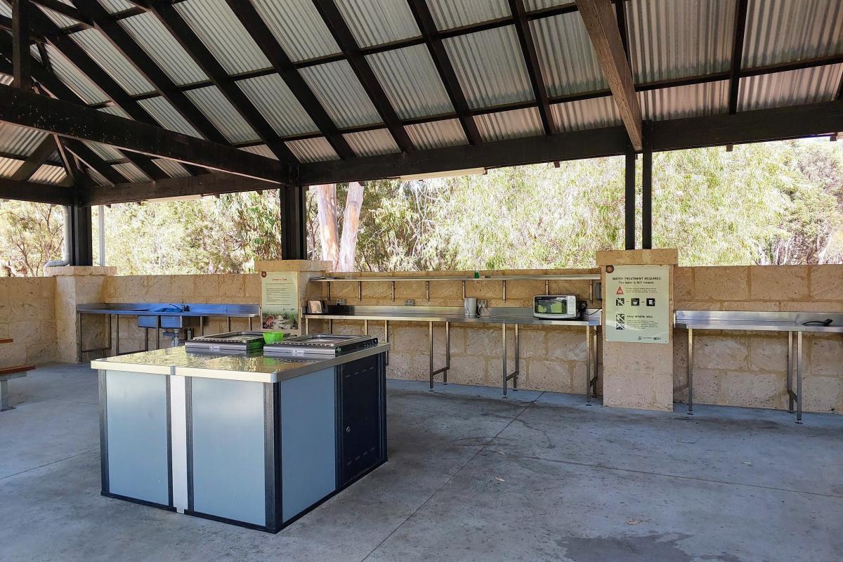 Undercover bbq and sink area at Henry White Oval Campground