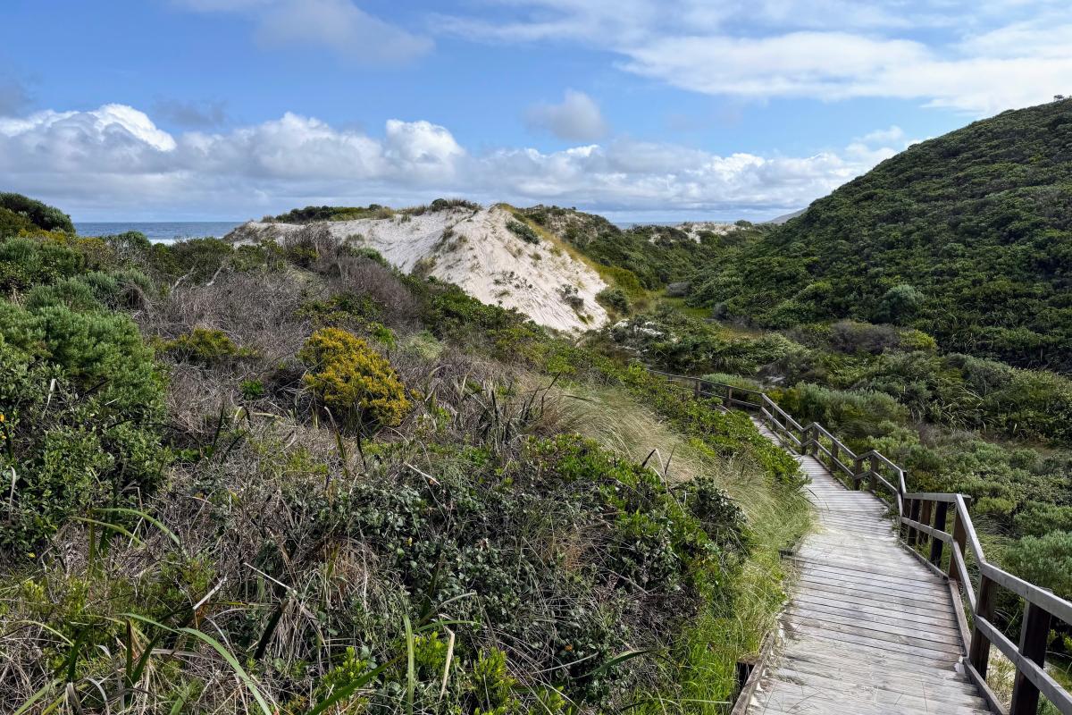 Conspicuous Beach steps down to the beach