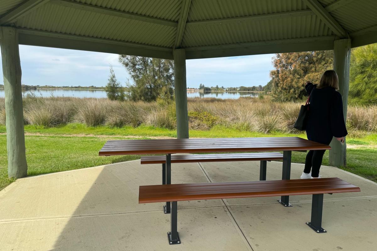 Sheltered accessible picnic table