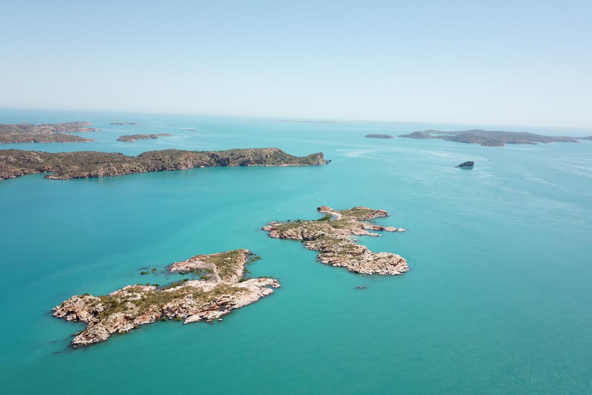 Aerial view of islands.