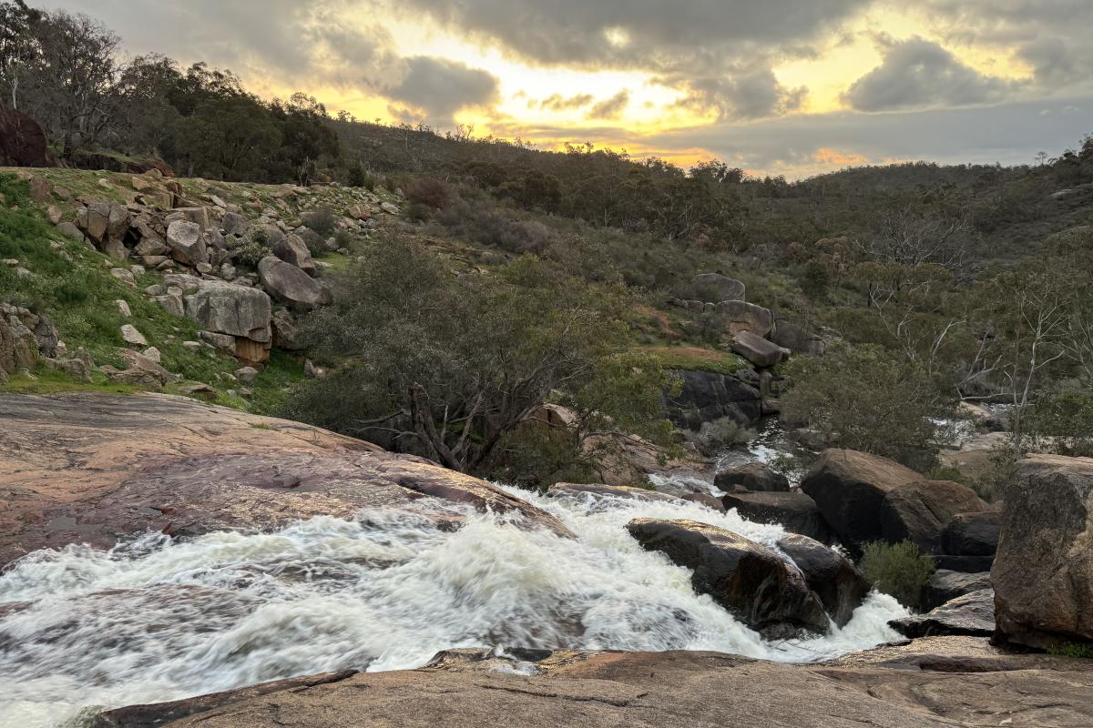 Top of National Park Falls at sunset