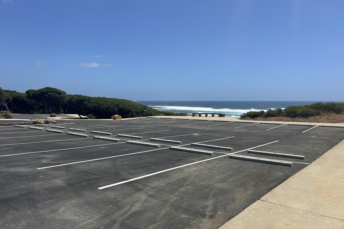 Parking area near ocean. 