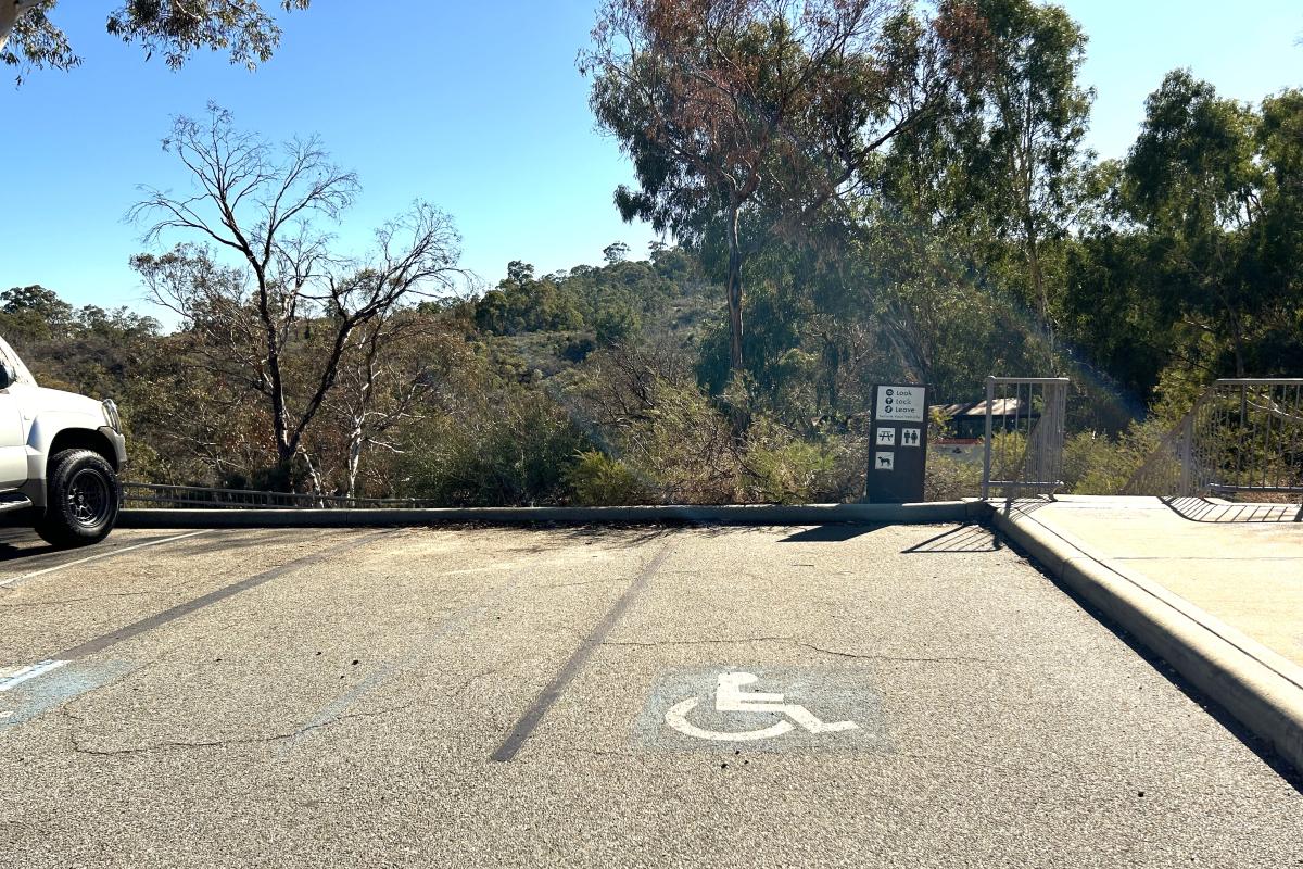 Lesmurdie Falls Accessible parking bay.