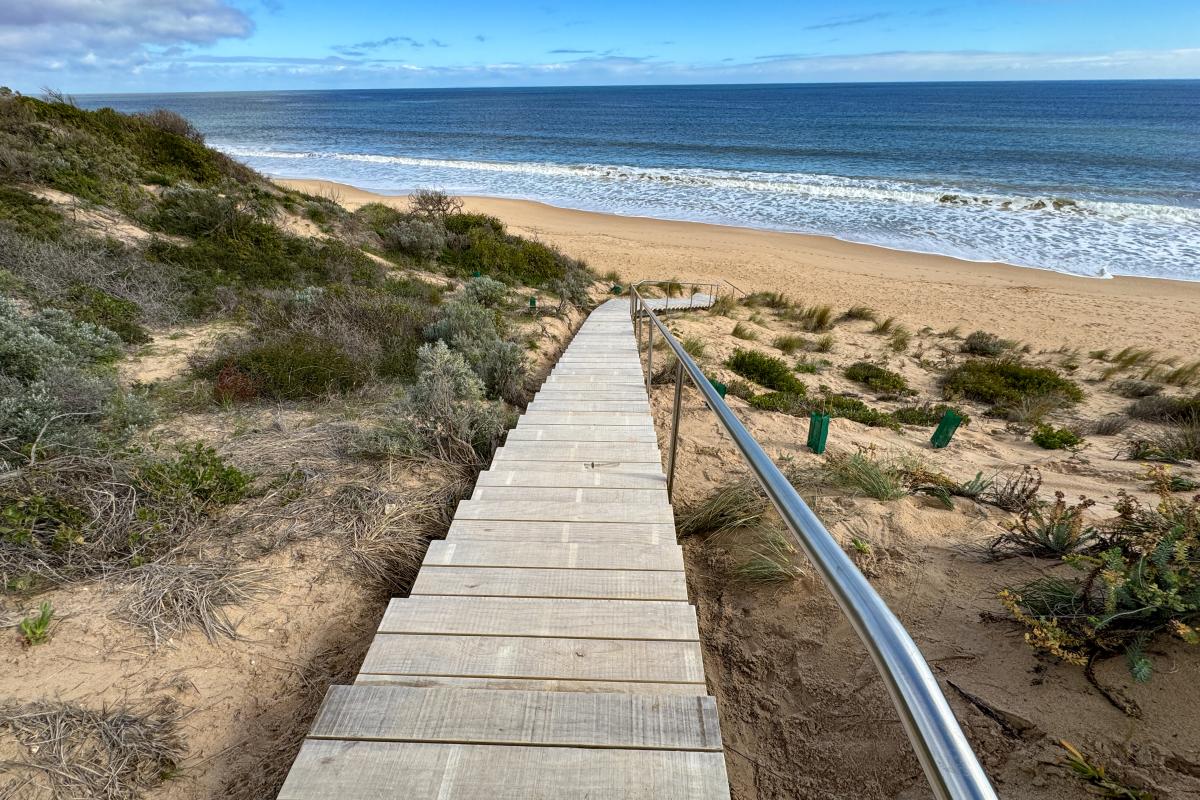 Maidens Reserve Stairs leading down to a beach.